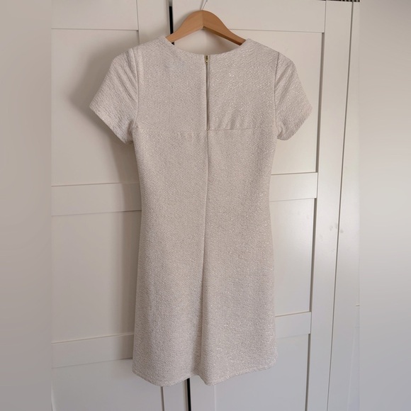 Scarlett brand white shimmer short sleeve dress size 4 white gold bridal bride - Picture 2 of 5